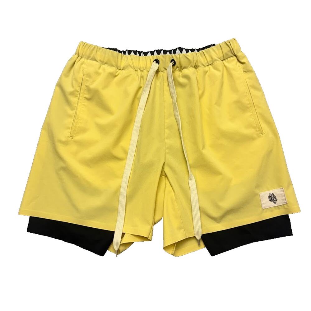 Darc Sport Training Shorts Canary Yellow Lined Compression 6” Shorts Size M